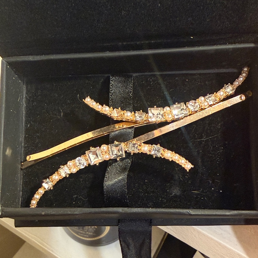 Kela Gold and Pearl Half Moon Hair Clips